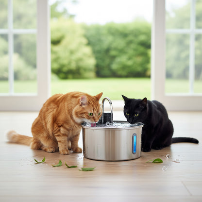 Smarter Katzenbrunnen, 4L Edelstahl, kabellos mit Akku & Infrarotsensor